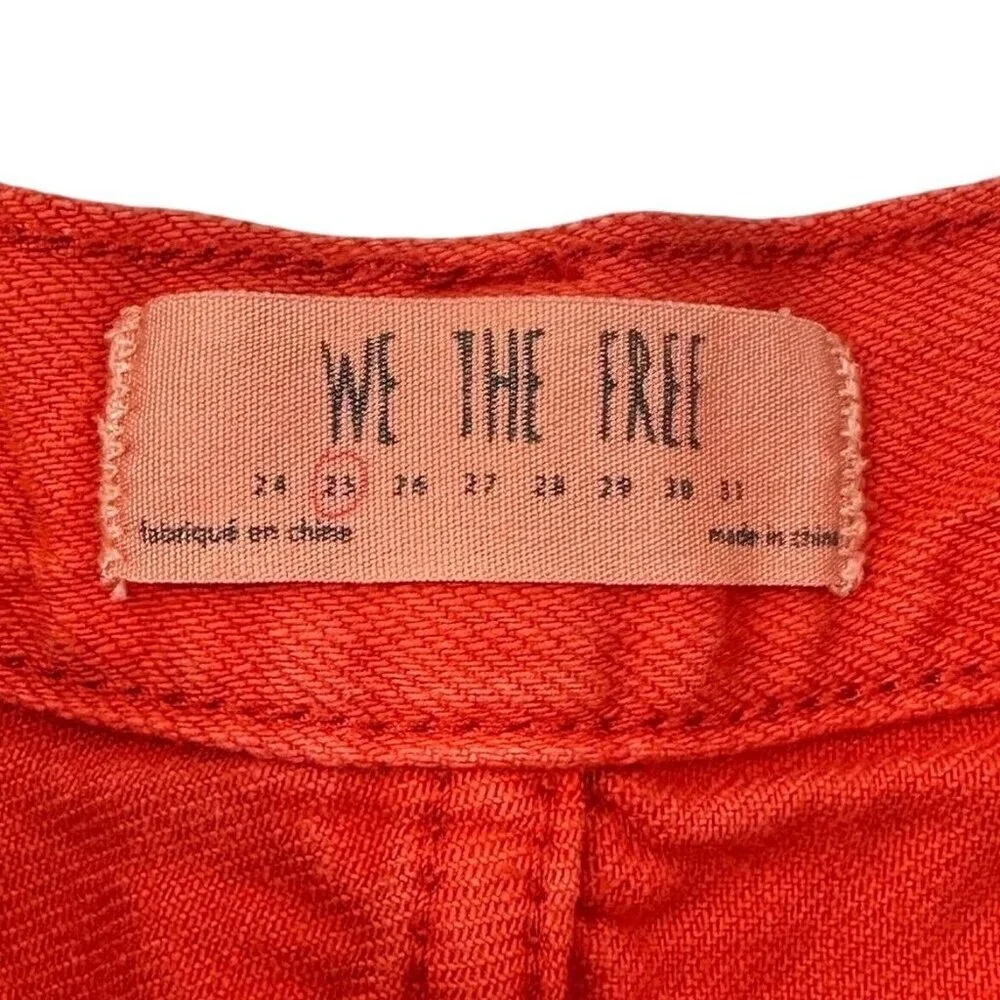 We the Free Orange Denim Distressed Cut-Off Jean Shorts Size 25 Button Fly